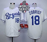 Kansas City Royals #18 Ben Zobrist White 2015 World Series Patch Stitched MLB Jersey,baseball caps,new era cap wholesale,wholesale hats